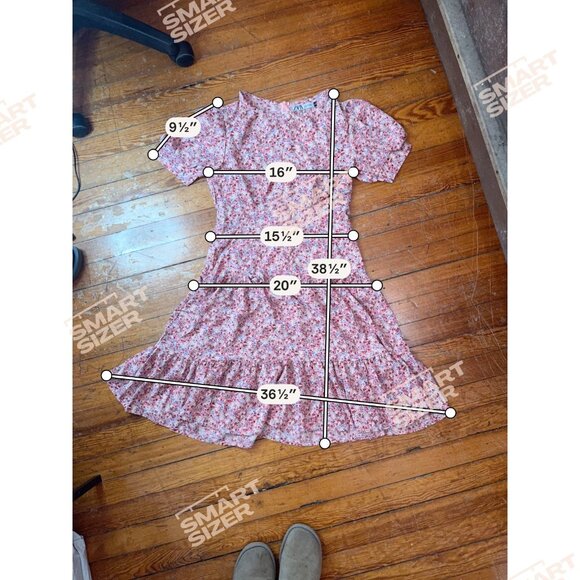 Zara Red White Blue Floral Tiered Mini Dress Puff Sleeve Button Front Size - Picture 3 of 10